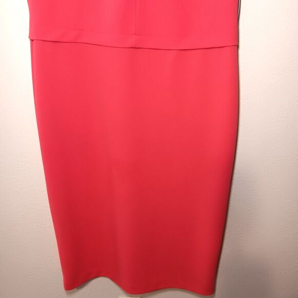 NWT Ivy + Blu Coral Pink Sheath Dress US 14 Ruched Neck Cap Sleeve Work/Cocktail - Picture 3 of 12